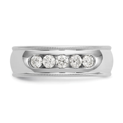 True Origin 14K White Gold Men's 1/2 carat Lab Grown Diamond VS+ F+ Size 9 Complete Miligrain Wedding Band Ring