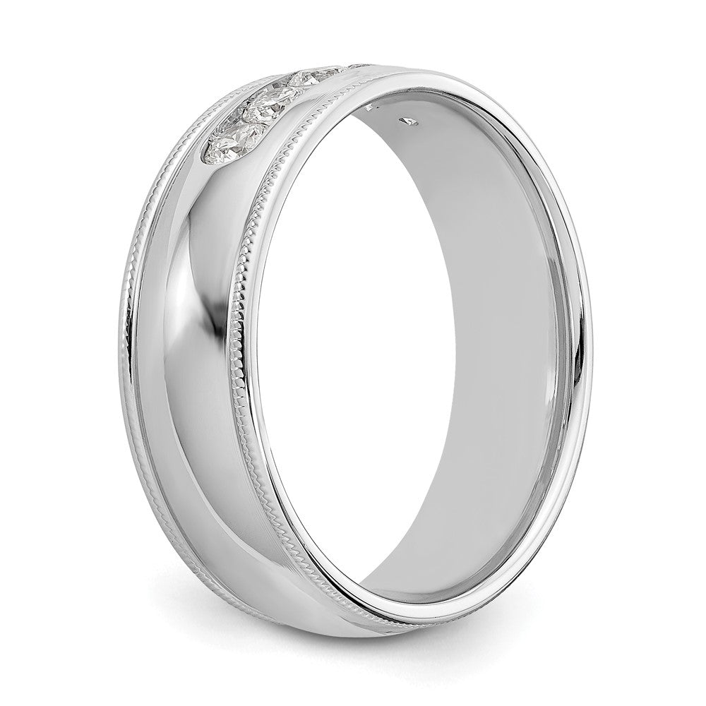 True Origin 14K White Gold Men's 1/2 carat Lab Grown Diamond VS+ F+ Size 9 Complete Miligrain Wedding Band Ring