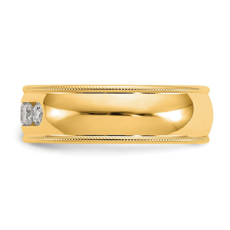 True Origin 14K Yellow Gold Men's 1/2 carat Lab Grown Diamond VS+ F+ Size 9 Complete Miligrain Wedding Band Ring