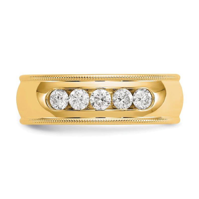 True Origin 14K Yellow Gold Men's 1/2 carat Lab Grown Diamond VS+ F+ Size 8 Complete Miligrain Wedding Band Ring