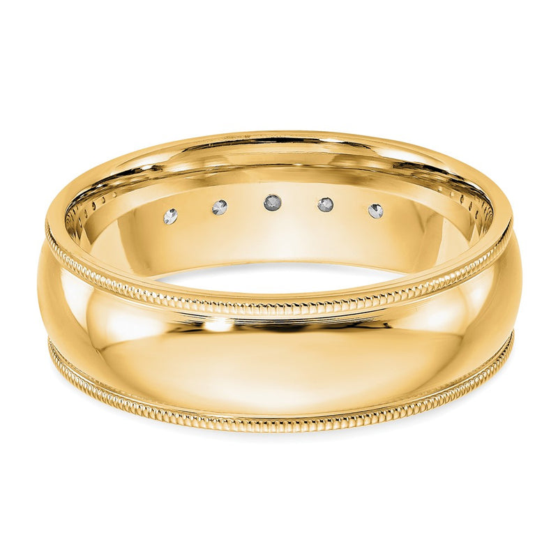 True Origin 14K Yellow Gold Men's 1/2 carat Lab Grown Diamond VS+ F+ Size 9 Complete Miligrain Wedding Band Ring