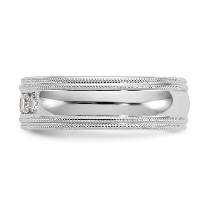 14K White Gold True Origin Men'S 1/2 Carat Lab Grown Diamond Vs D E F Polished Five Stone Double Miligrain Size 10.5 Band