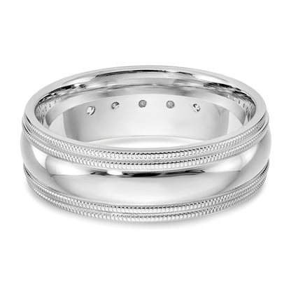 14K White Gold True Origin Men'S 1/2 Carat Lab Grown Diamond Vs D E F Polished Five Stone Double Miligrain Size 10.5 Band