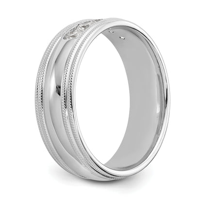 14K White Gold True Origin Men'S 1/2 Carat Lab Grown Diamond Vs D E F Polished Five Stone Double Miligrain Size 10.5 Band