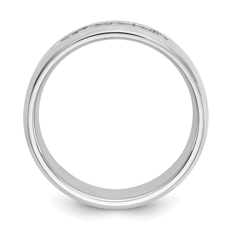 14K White Gold True Origin Men'S 1/2 Carat Lab Grown Diamond Vs/Si D E F 5 Stone Beveled Edge Size 11 Band