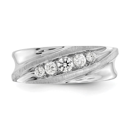 True Origin 14K White Gold Men's 1/2 carat Lab Grown Diamond VS/SI  D E F  Brushed and Polished Wedding Band Ring