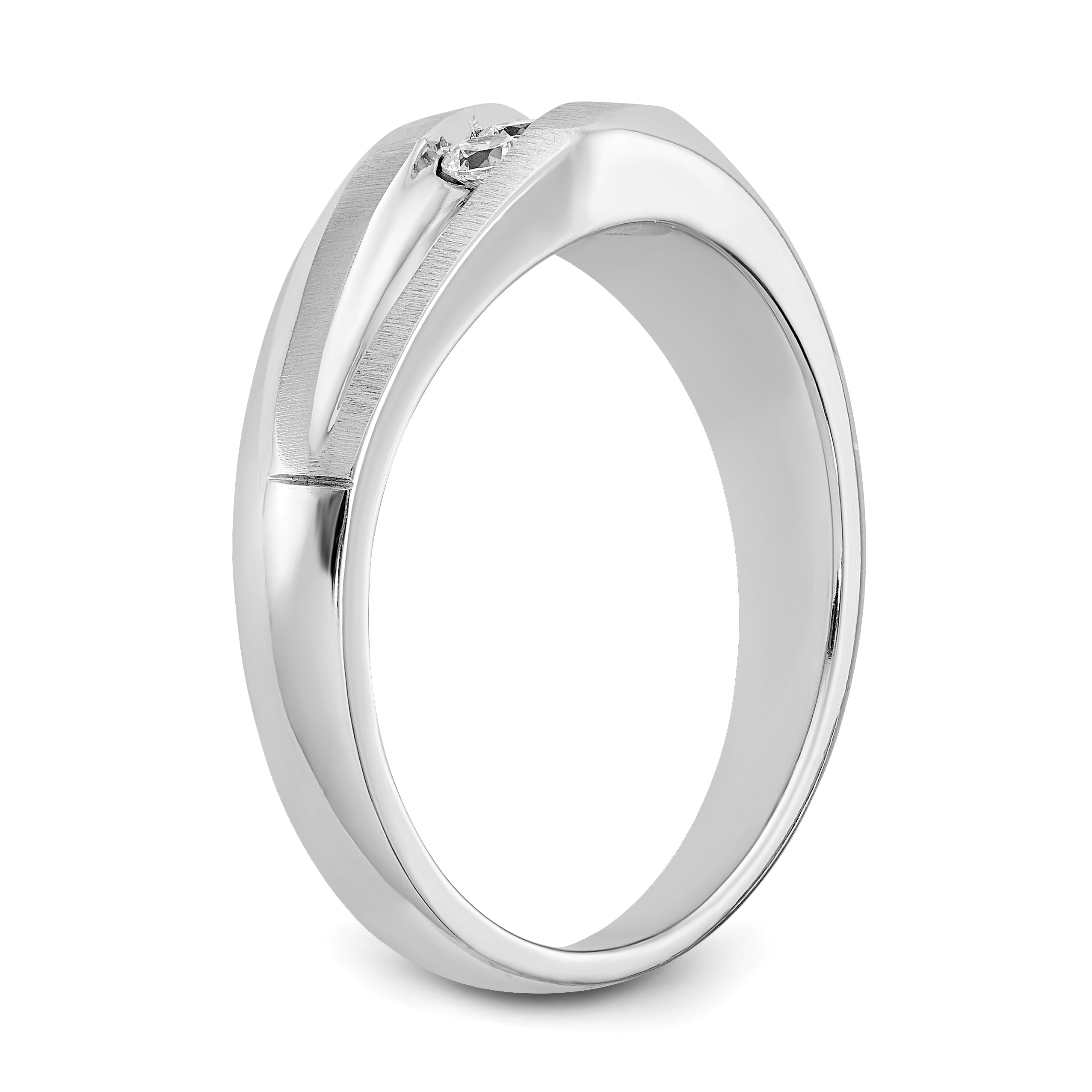 14K White Gold True Origin Men'S 1/5 Carat Lab Grown Diamond Vs D E F Brushed And Polished Band