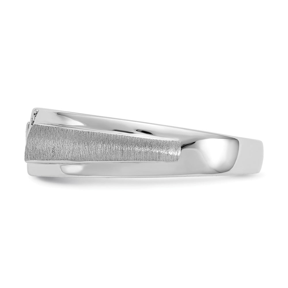 14K White Gold True Origin Men'S 1/20 Carat Lab Grown Diamond Vs/Si D E F Brushed And Polished Band
