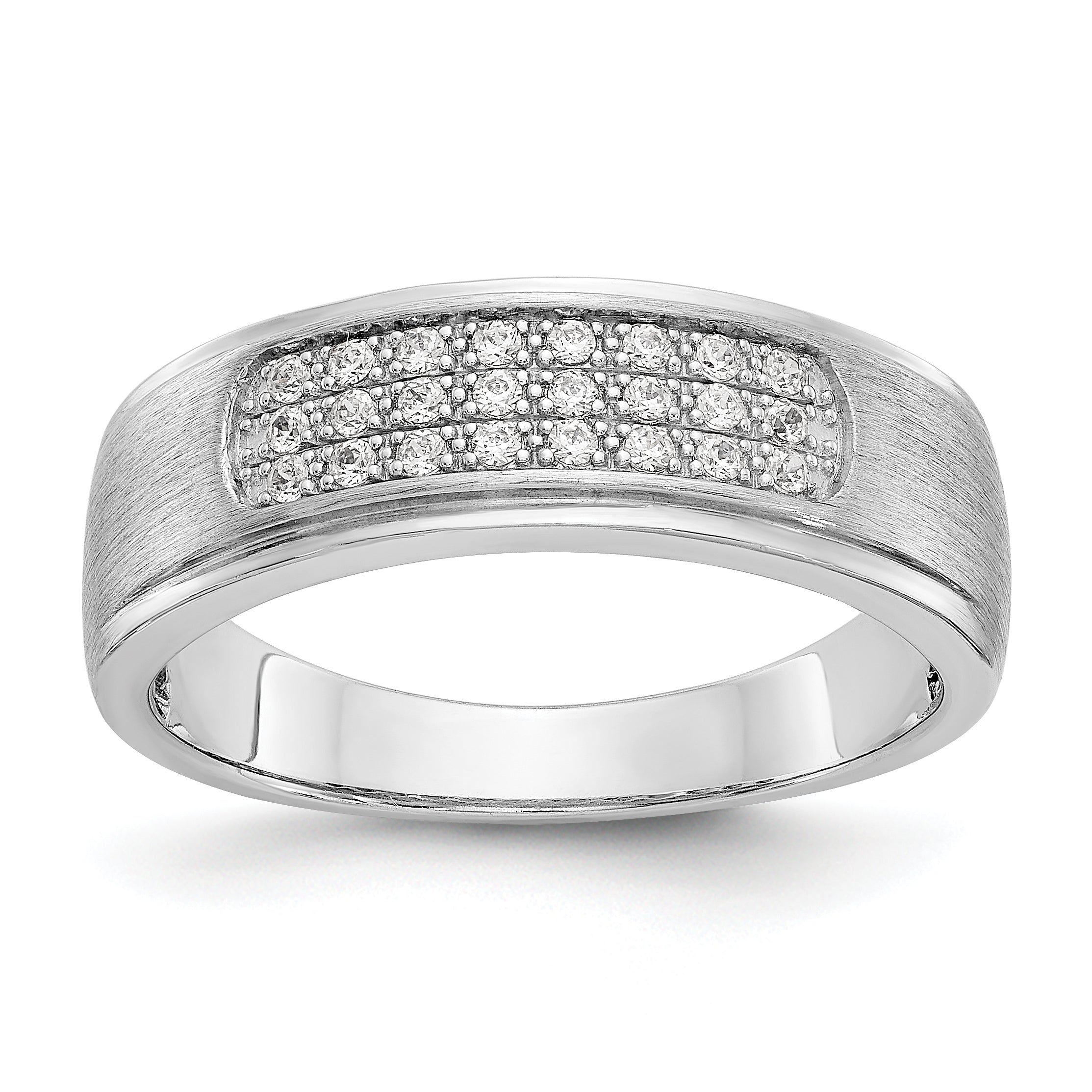 14K White Gold True Origin Men'S 1/4 Carat Lab Grown Diamond Vs/Si D E F Brushed And Polished Band