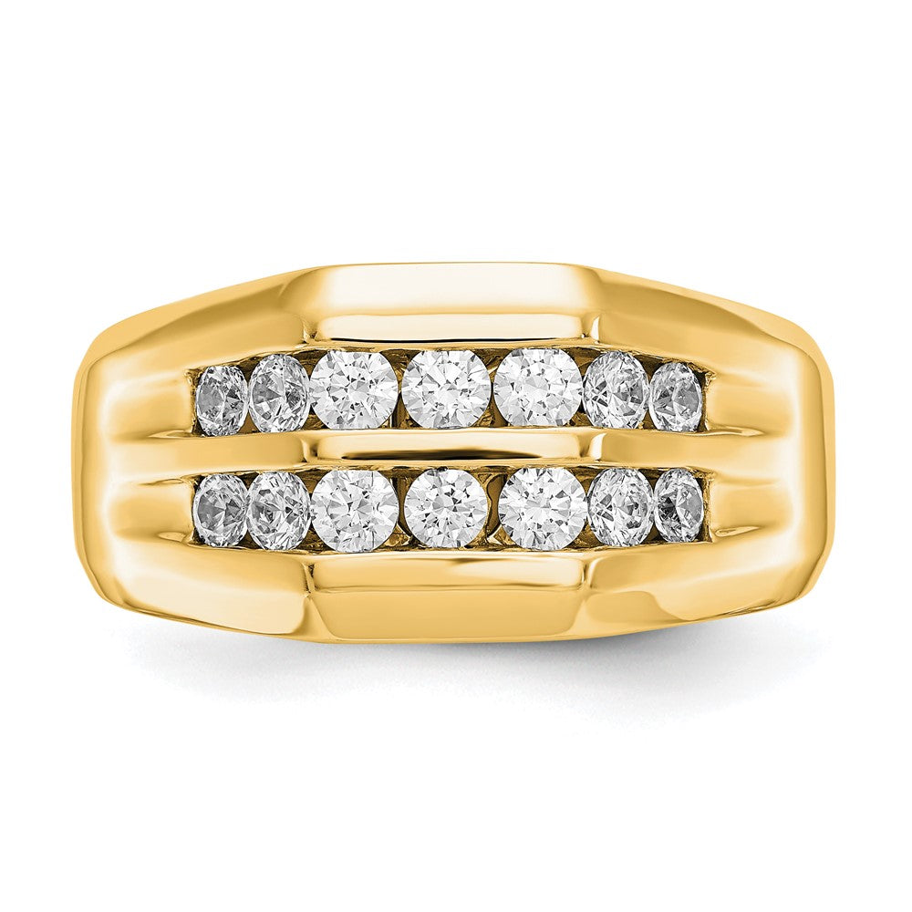 True Origin 14K Yellow Gold Men's 1/2 carat Lab Grown Diamond VS+ F+ Complete Double Channel Wedding Band Ring