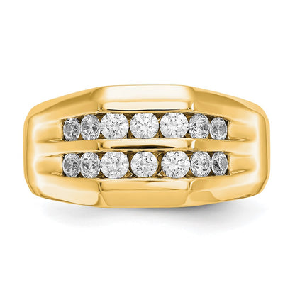 True Origin 14K Yellow Gold Men's 1/2 carat Lab Grown Diamond VS+ F+ Complete Double Channel Wedding Band Ring