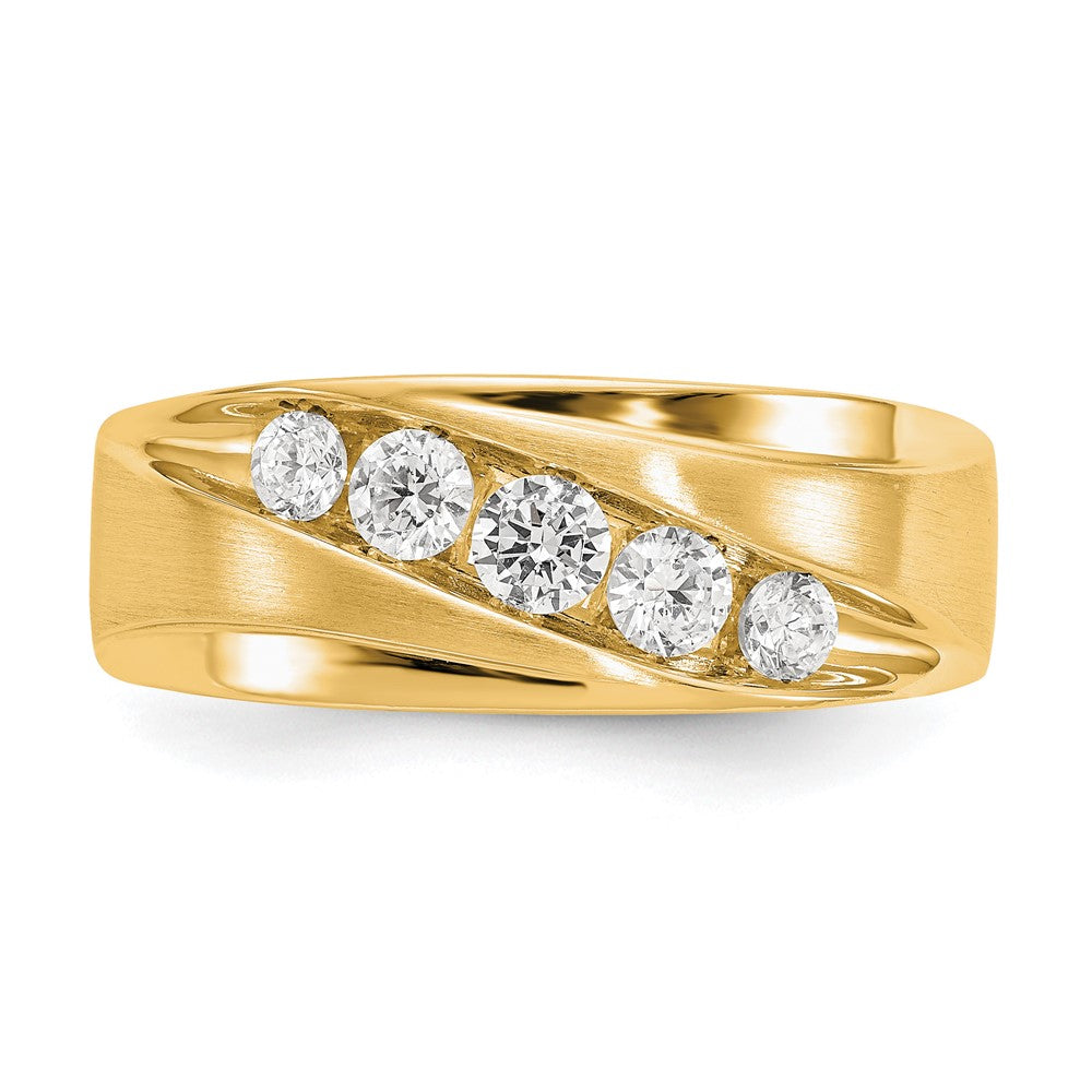 True Origin 14K Men's 1/2 carat Lab Grown Diamond VS/SI  D E F  Brushed and Polished Wedding Band Ring