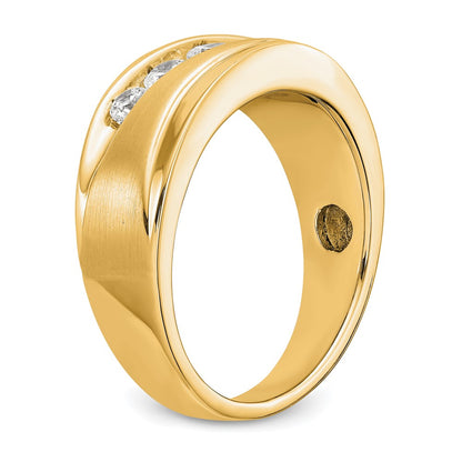 True Origin 14K Men's 1/2 carat Lab Grown Diamond VS/SI  D E F  Brushed and Polished Wedding Band Ring