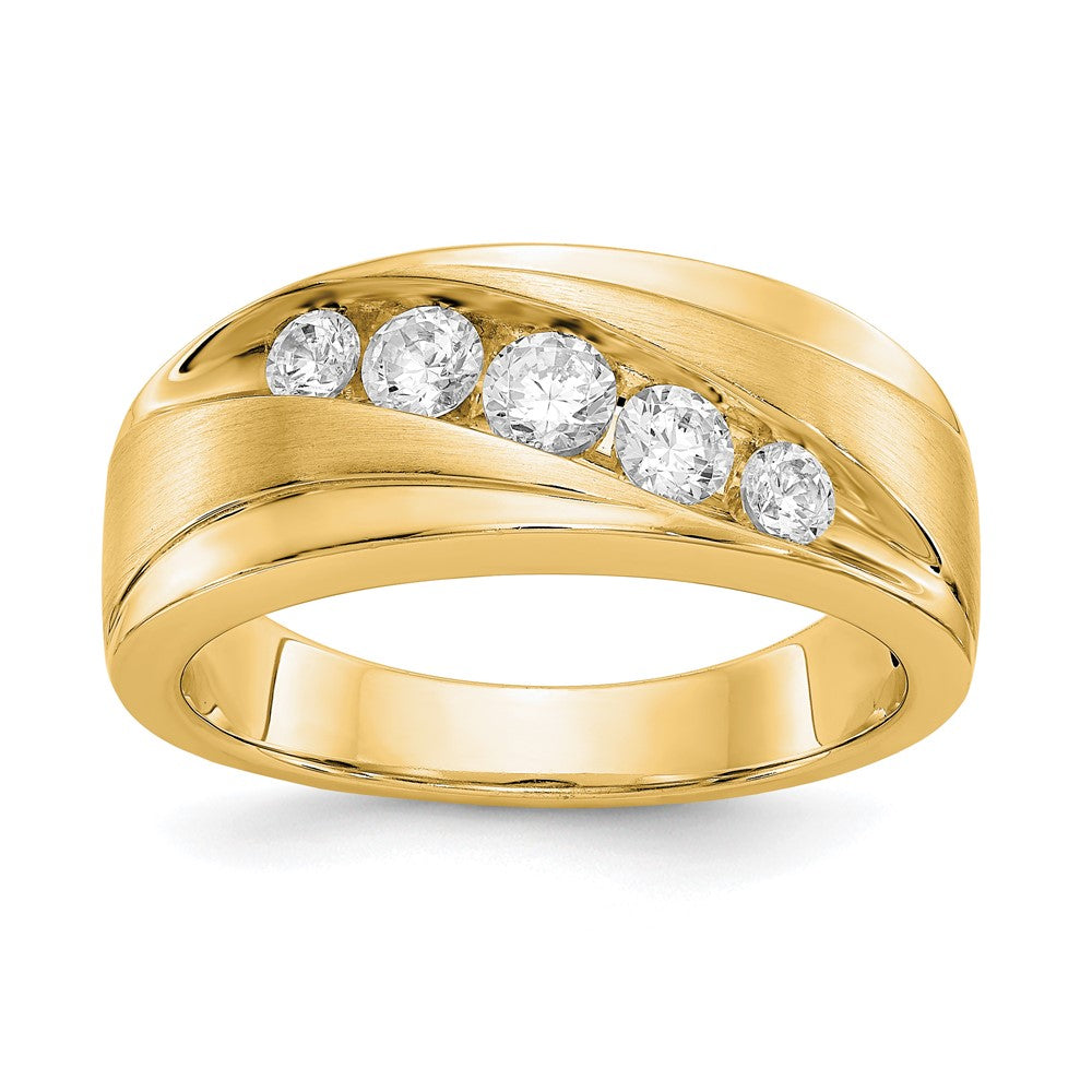 True Origin 14K Men's 1/2 carat Lab Grown Diamond VS/SI  D E F  Brushed and Polished Wedding Band Ring
