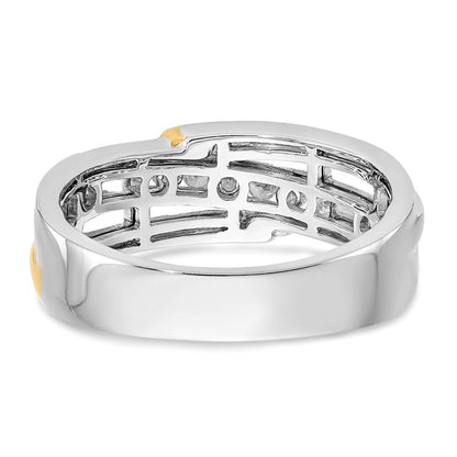 14K Two Tone True Origin Men'S 1/3 Carat Lab Grown Diamond Vs/Si D E F Brushed And Polished Band