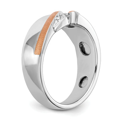 14K Two Tone True Origin Men'S 1/3 Carat Lab Grown Diamond Vs/Si D E F Brushed And Polished Band