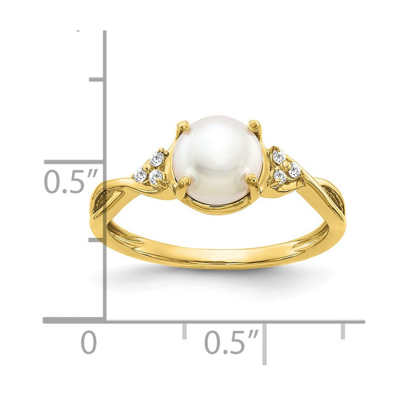 10K Yellow Gold Fwc Pearl And Diamond Ring