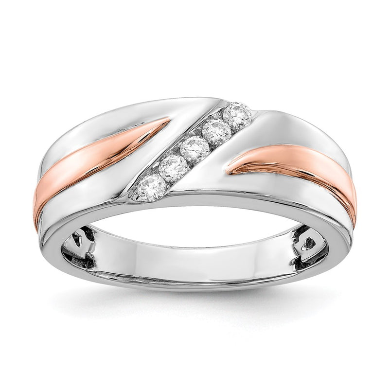 14k White & Rose Gold Real Diamond Band
