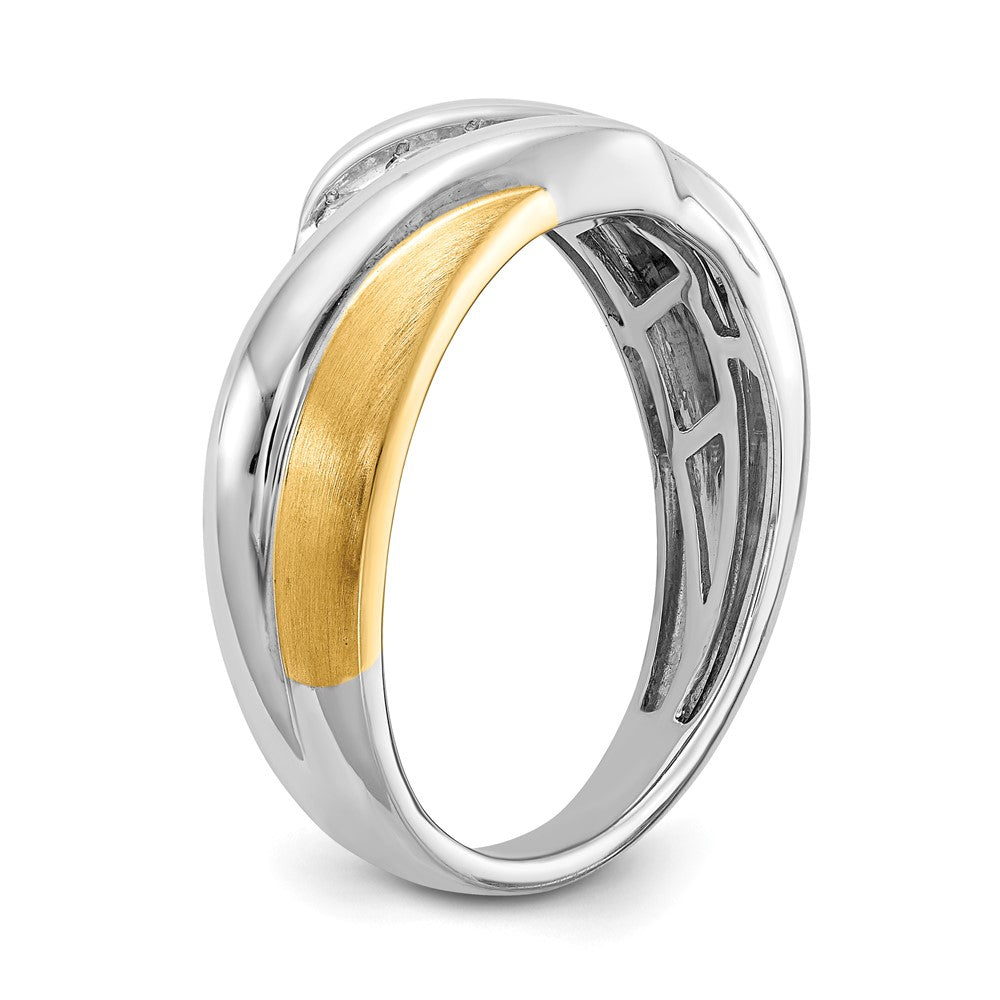 14k White & Yellow Gold Real Diamond Men's Ring