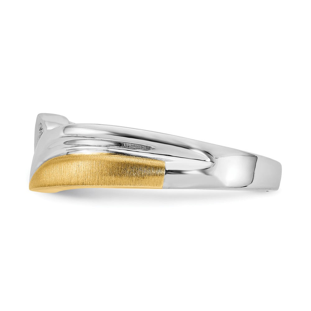 14k White & Yellow Gold Real Diamond Men's Ring