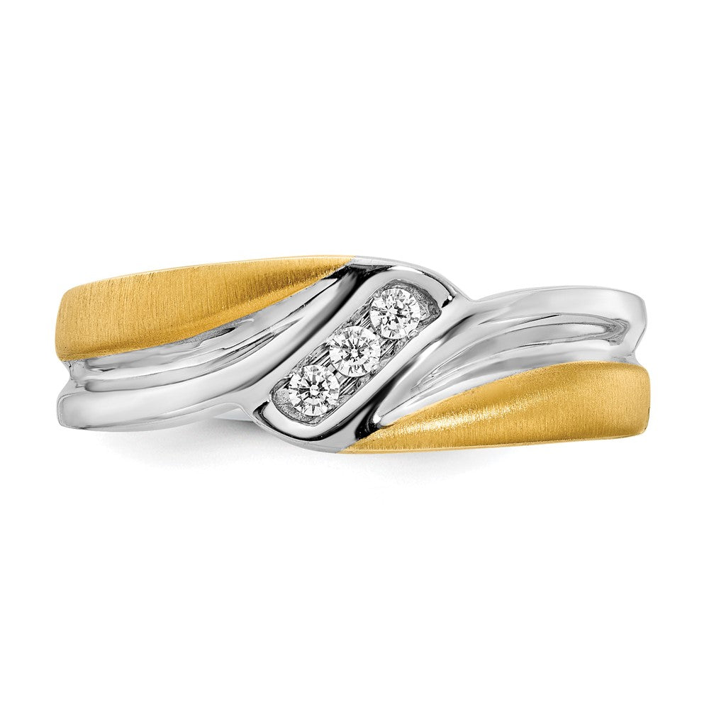 14k White & Yellow Gold Real Diamond Men's Ring