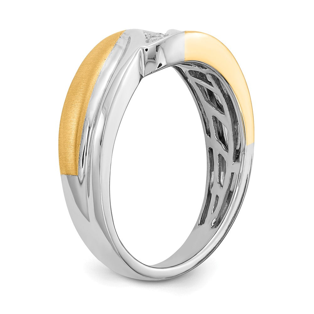 14k White & Yellow Gold Real Diamond Men's Ring