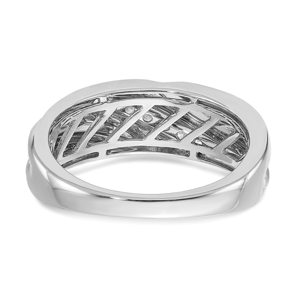 14K Two Tone 7 Stone 1/4 Carat Diamond Complete Men'S Ring, Satin: Up&Down