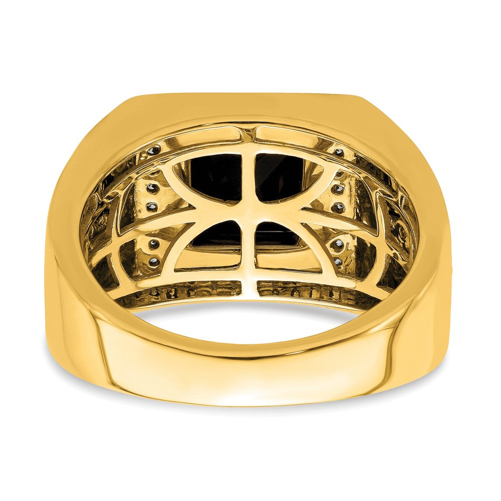 14k Yellow Gold 1/2 Ct. Lab Grown Diamond VS/SI+ G+ and Onyx Side Cross Men's Ring