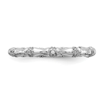 14K White Gold Diamond Fancy Bamboo Ring
