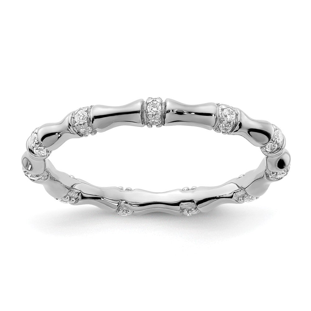 14K White Gold Diamond Fancy Bamboo Ring