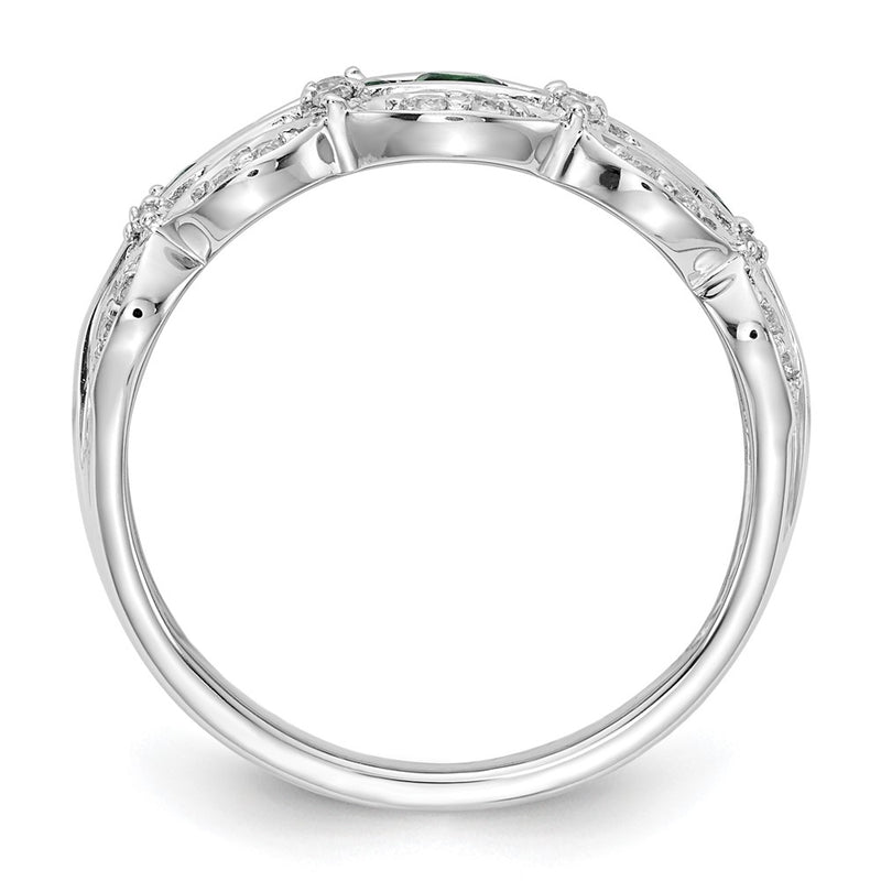 14k White Gold 1/5 Ct. Lab Grown Diamond VS/SI+ G+ and Lab Created Emerald Fancy Ring
