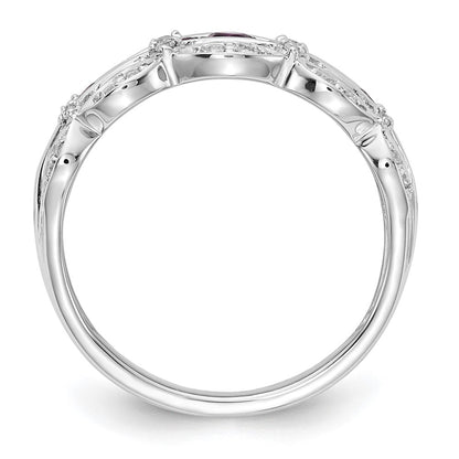 14k White Gold 1/5 Ct. Lab Grown Diamond VS/SI+ G+ and Lab Created Ruby Complete Fancy Ring