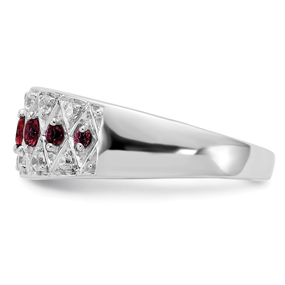 14k White Gold 1/5 Ct. Lab Grown Diamond VS/SI+ G+ and Lab Created Ruby Fancy Ring