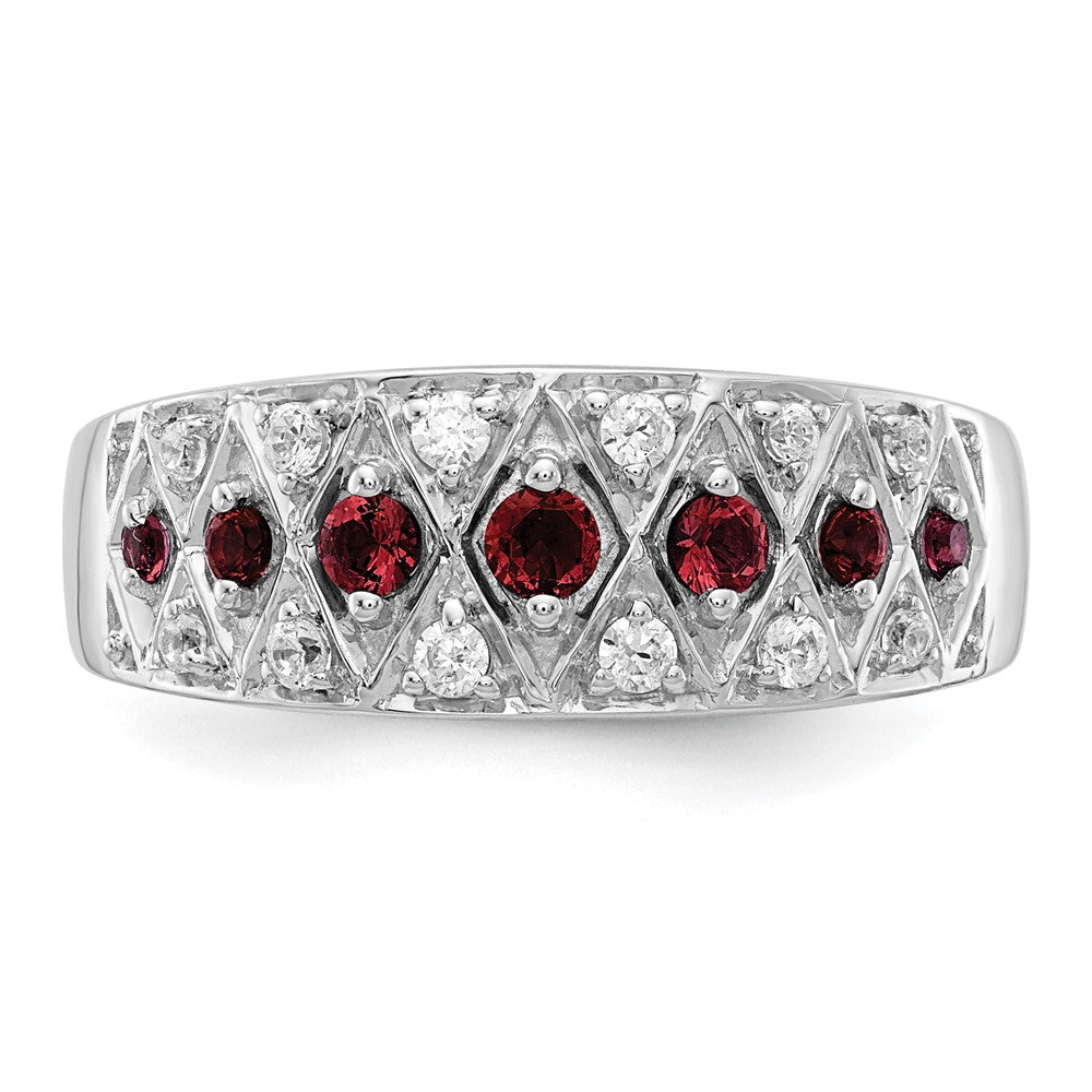 14k White Gold 1/5 Ct. Lab Grown Diamond VS/SI+ G+ and Lab Created Ruby Fancy Ring