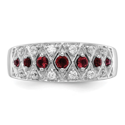 14k White Gold 1/5 Ct. Lab Grown Diamond VS/SI+ G+ and Lab Created Ruby Fancy Ring