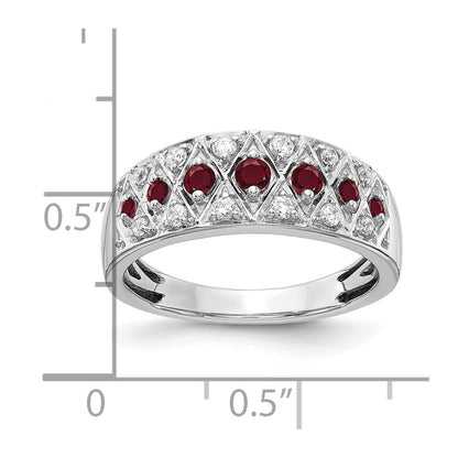 14k White Gold 1/5 Ct. Lab Grown Diamond VS/SI+ G+ and Lab Created Ruby Fancy Ring