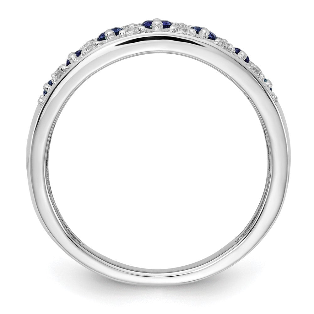 14k White Gold 1/5 Ct. Lab Grown Diamond VS/SI+ G+ and Lab Created Blue Sapphire Fancy Ring