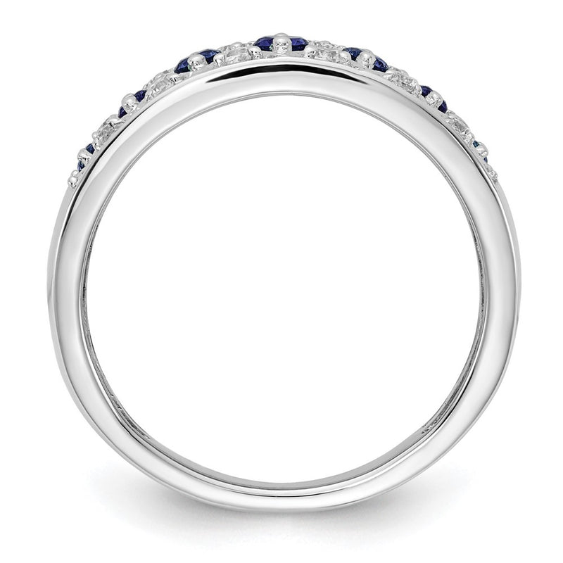14k White Gold 1/5 Ct. Lab Grown Diamond VS/SI+ G+ and Lab Created Blue Sapphire Fancy Ring