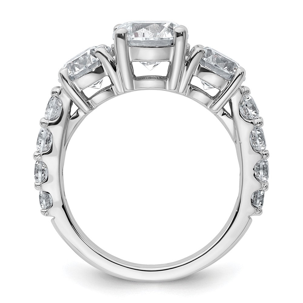 14K White Gold 4 carat Lab Grown Diamond VS/SI+ G+ Round Complete Three Stone Engagement Ring