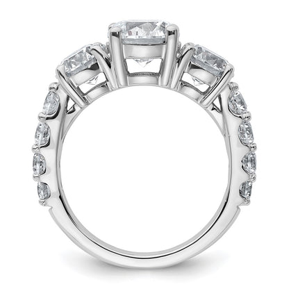 14K White Gold 4 carat Lab Grown Diamond VS/SI+ G+ Round Complete Three Stone Engagement Ring