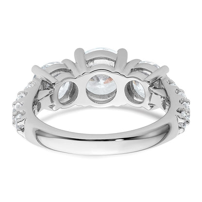 14K White Gold 4 carat Lab Grown Diamond VS/SI+ G+ Round Complete Three Stone Engagement Ring