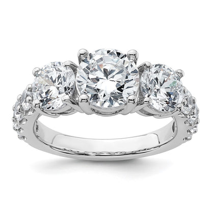 14K White Gold 4 carat Certified Lab Grown Diamond VS/SI+ G+ Round Complete Three Stone Engagement Ring