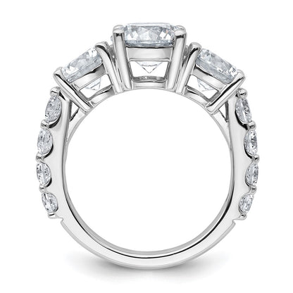 14K White Gold 5 carat Certified Lab Grown Diamond VS+ F+ Round Complete Three Stone Engagement Ring