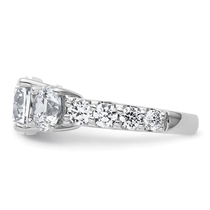 14K White Gold 5 carat Certified Lab Grown Diamond VS/SI+ G+ Round Complete Three Stone Engagement Ring