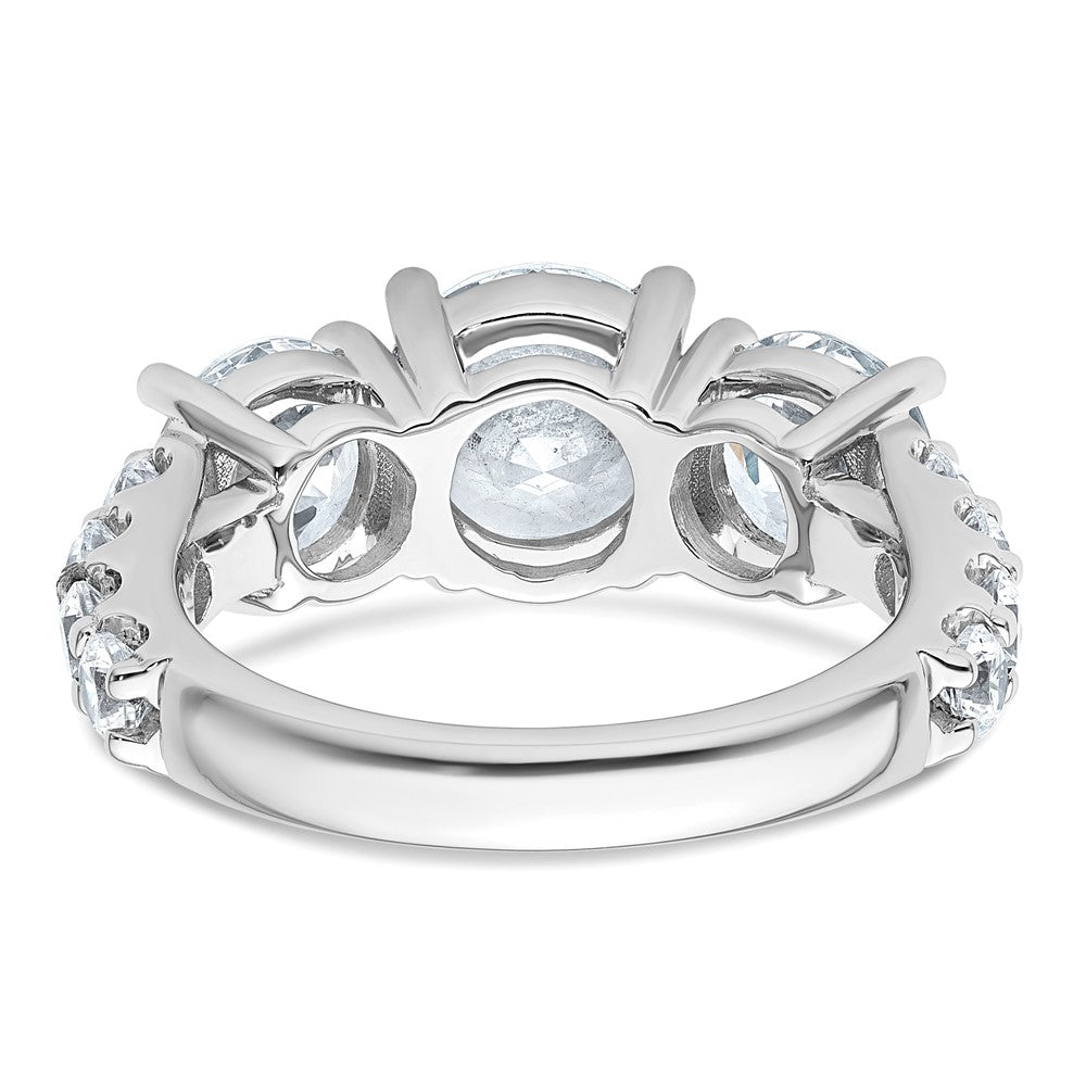 14K White Gold 5 carat Lab Grown Diamond VS+ F+ Round Complete Three Stone Engagement Ring