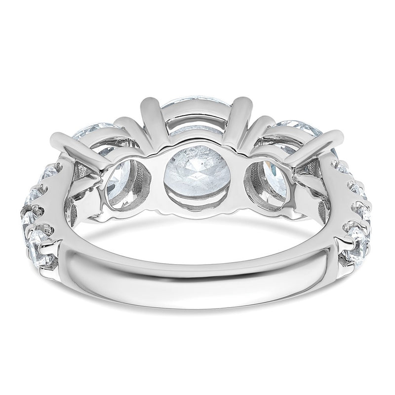 14K White Gold 5 carat Lab Grown Diamond VS+ F+ Round Complete Three Stone Engagement Ring