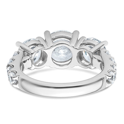 14K White Gold 5 carat Certified Lab Grown Diamond VS+ F+ Round Complete Three Stone Engagement Ring