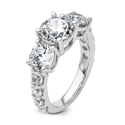 14K White Gold 5 carat Lab Grown Diamond VS+ F+ Round Complete Three Stone Engagement Ring
