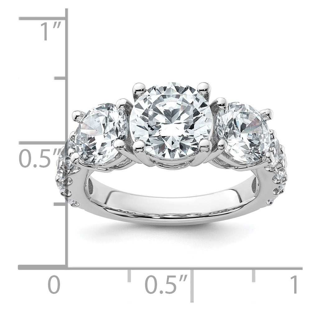 14K White Gold 5 carat Lab Grown Diamond VS/SI+ G+ Round Complete Three Stone Engagement Ring