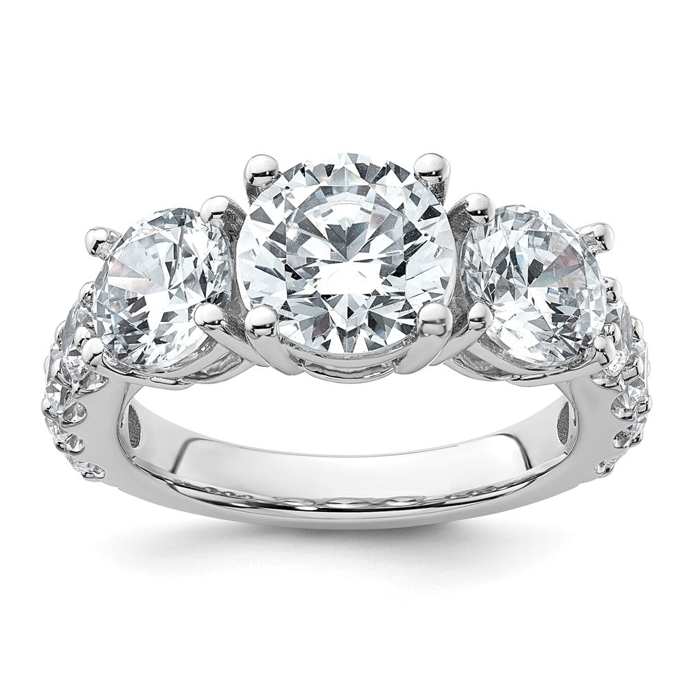 14K White Gold 5 carat Certified Lab Grown Diamond VS+ F+ Round Complete Three Stone Engagement Ring